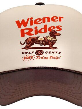 Free Wiener Rides Cap Hat Vintage Style High Profile Foam Trucker Mesh Snapback